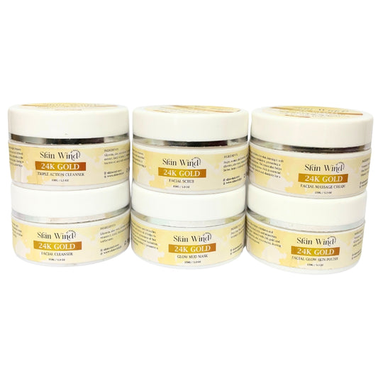 6 Pieces 24k gold facial kit For Skin Whitening